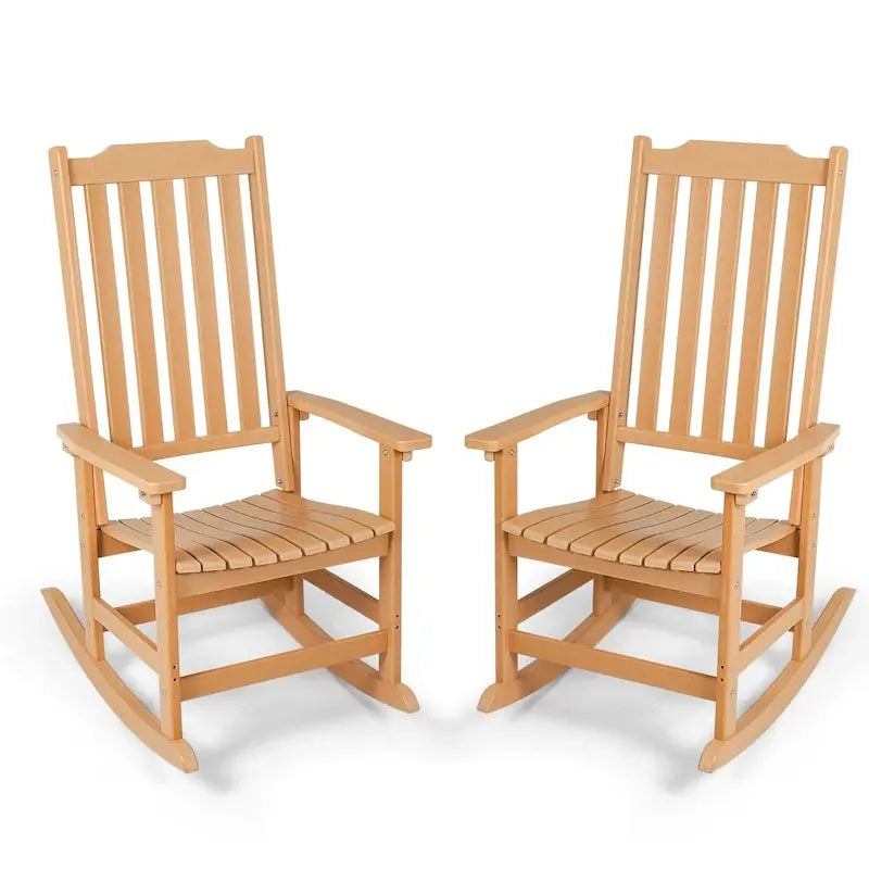 Vrakae All-Weather Patio Rocking Chairs â€?2-Piece High-Back Set Designed for Durability and Outdoor Relaxation