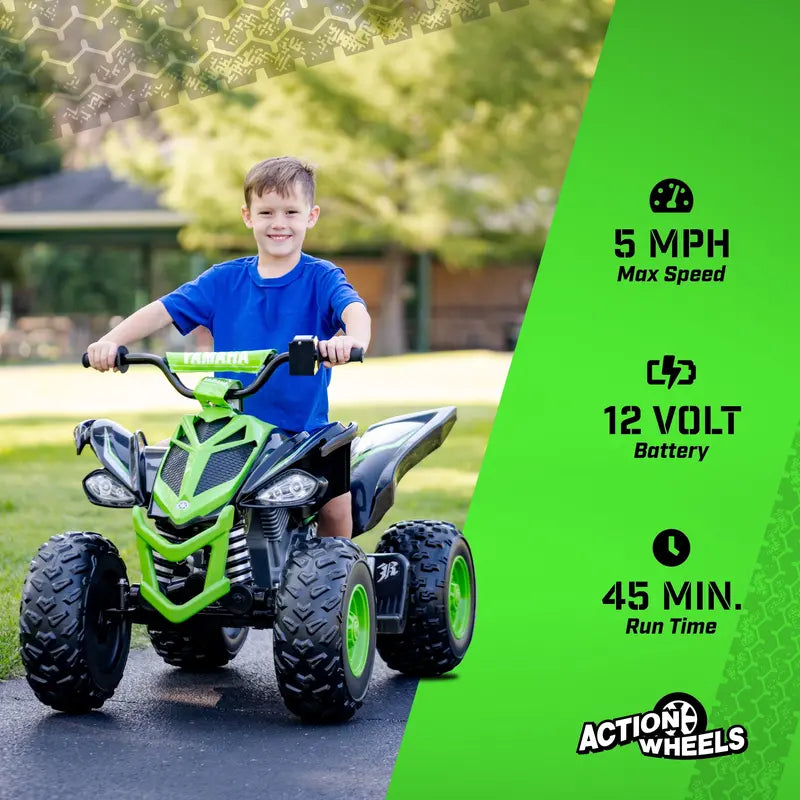 Yamaha 12V Raptor ATV Ride-On â€?Kids' Powered Vehicle (Ages 3+), 5 MPH Max Speed