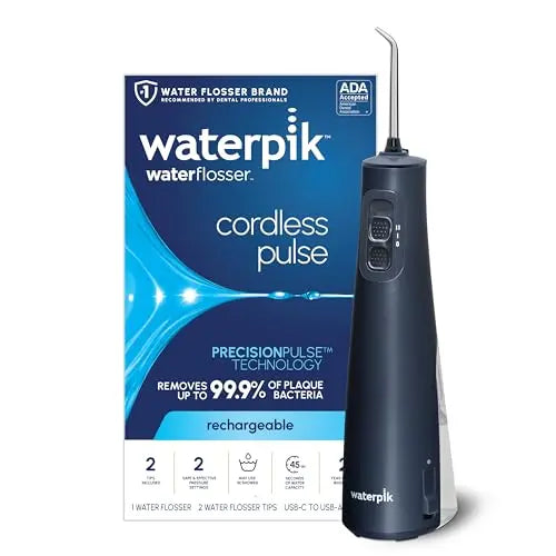 Waterpik Cordless Rechargeable Water Flosser for Teeth & Gums â€?ADA Accepted, Waterproof, 2 Tips, Blue