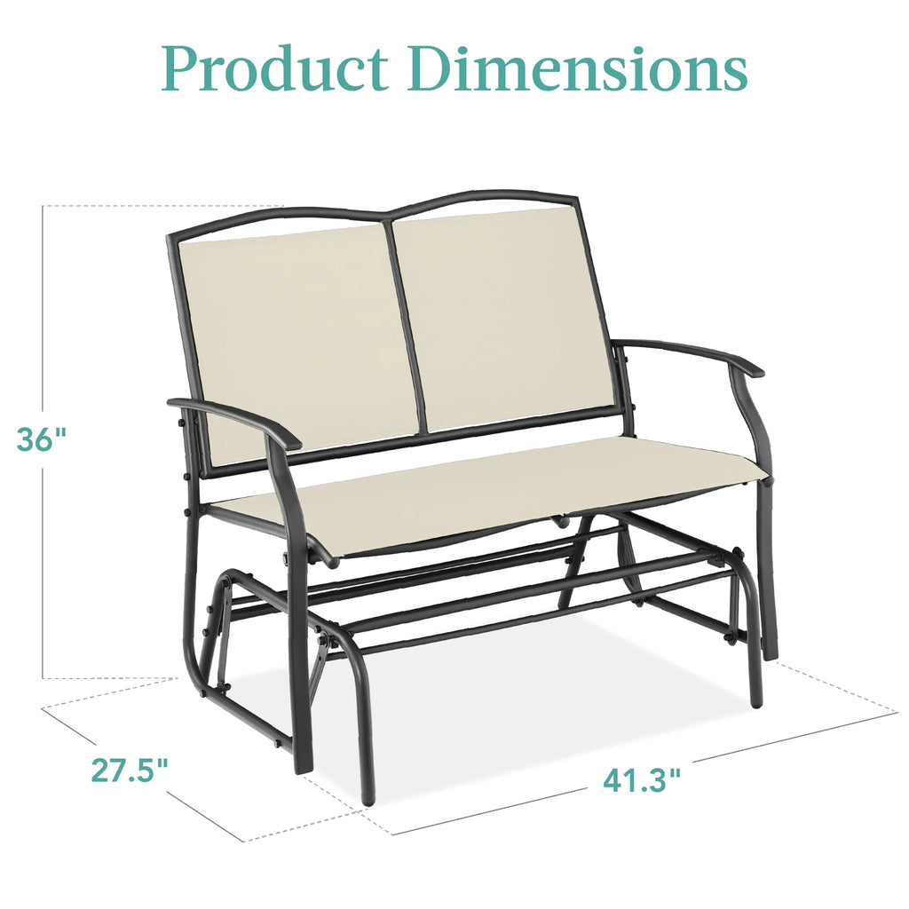 Best Choice Products 2 - Person Outdoor Swing Glider, Steel Patio Loveseat, Bench Rocker W/ Armrests - Gray