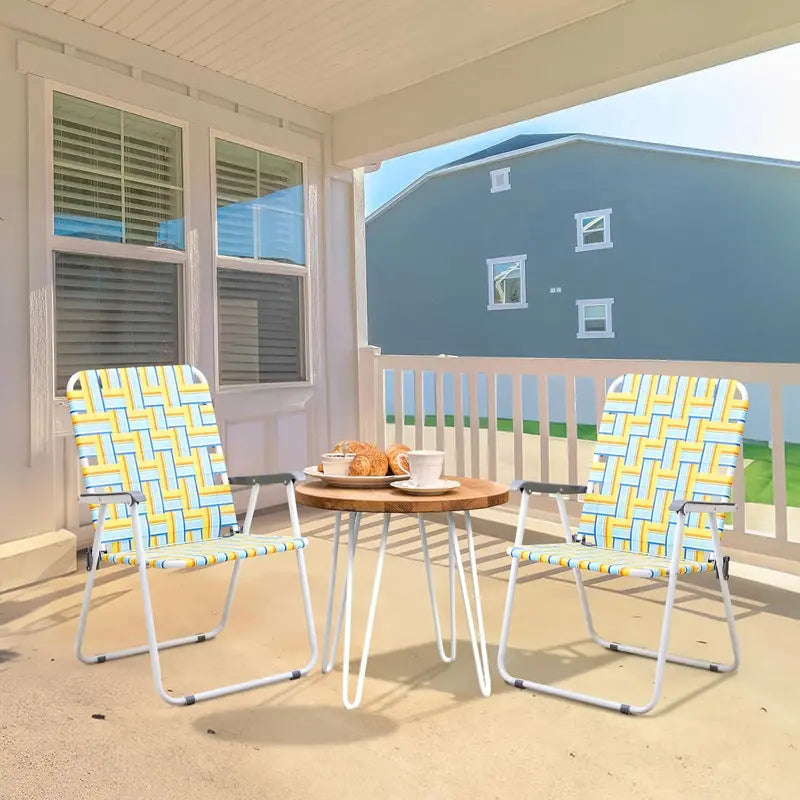 VINGLI 2-Piece Outdoor Folding Chair Set â€?Webbed Patio Lawn Chairs for Beach, Camping, or Backyard Use