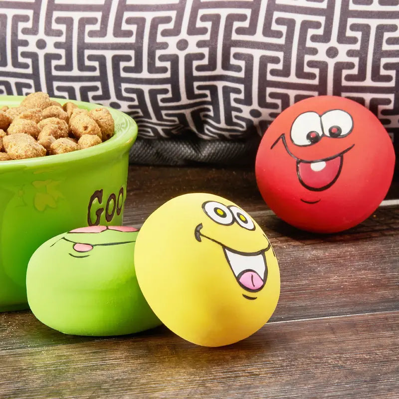 Vibrant Life Playful Buddy Emoticon Dog Chew Toy, Chew Level 2, 3 Count