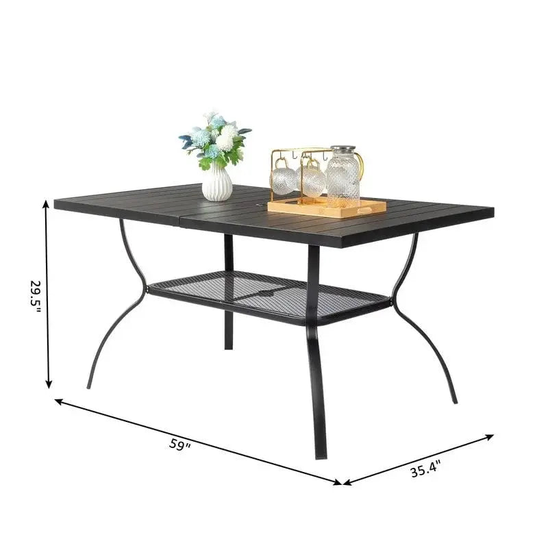 Wrought Iron Patio Dining Table â€?59â€?Rectangular Outdoor Surface