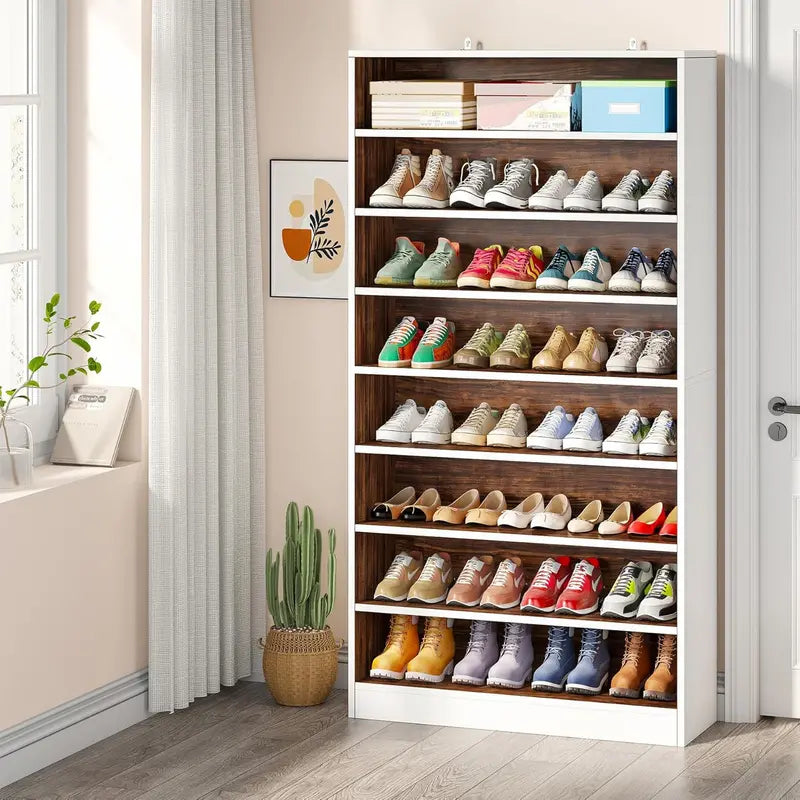 Tribesigns Heavy-Duty Freestanding Shoe Cabinet â€?9-Tier Wood Storage for Up to 45 Pairs