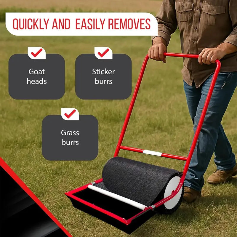 X-Large Burr Roller Remover â€?18-Inch Push-Style Yard Tool for Efficient Weed & Seed Removal