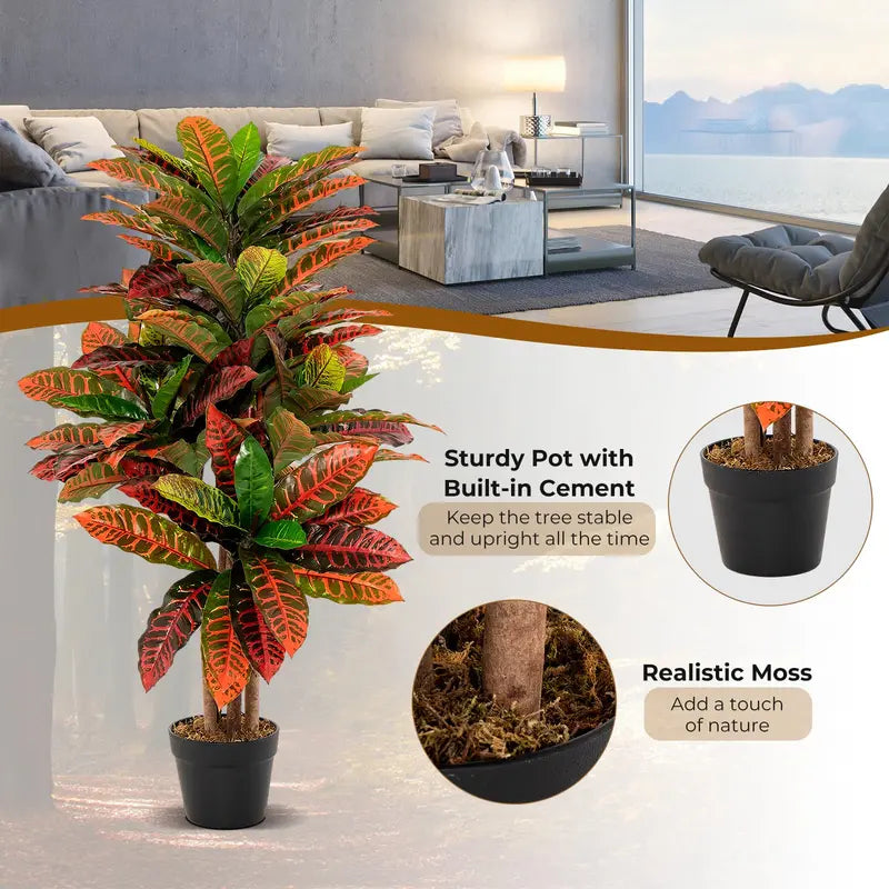 Tropical Artificial Croton Palm Tree â€?UV-Resistant Outdoor or Indoor Use