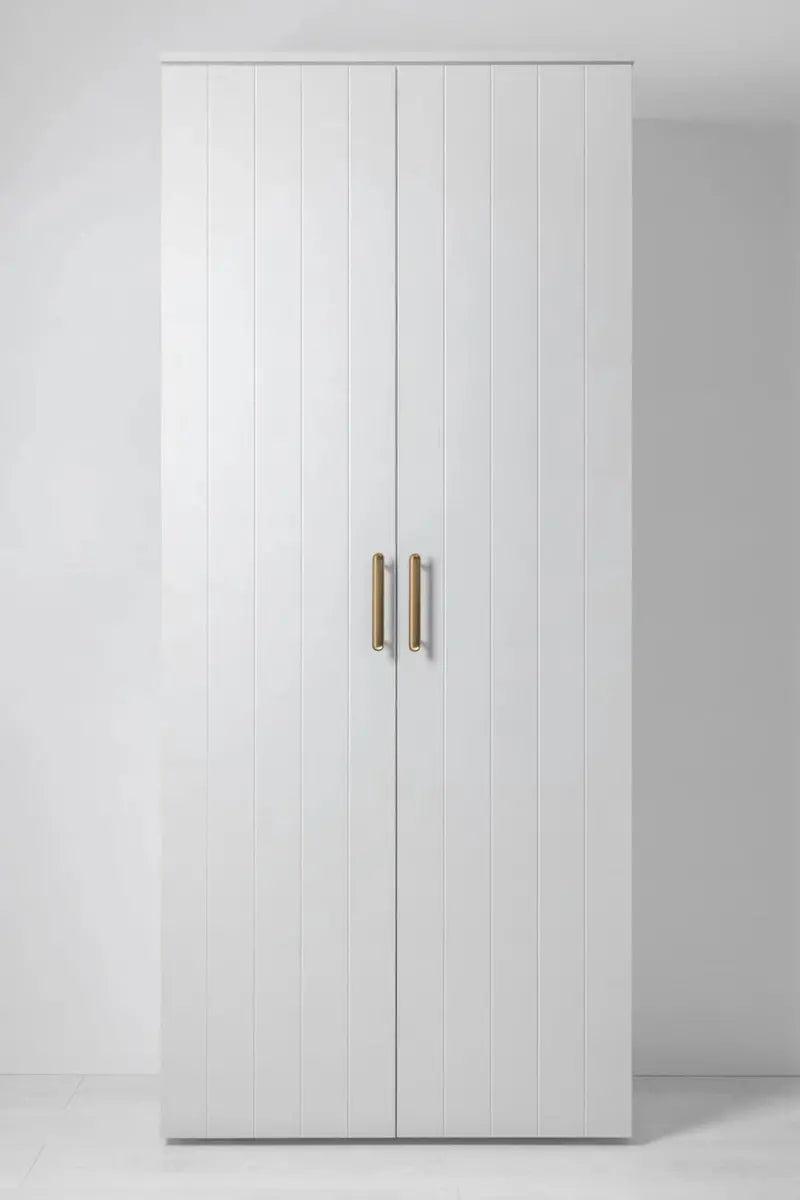 Stockholm Universal Storage Cupboard with VJ Paneling and Deco Gold Handles