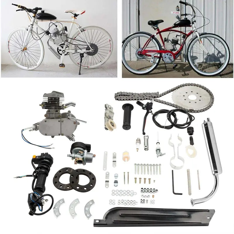 Zimtown 80cc 2-Stroke Motor Kit â€?Silver-White Bike Conversion Kit for 26â€?Wheels