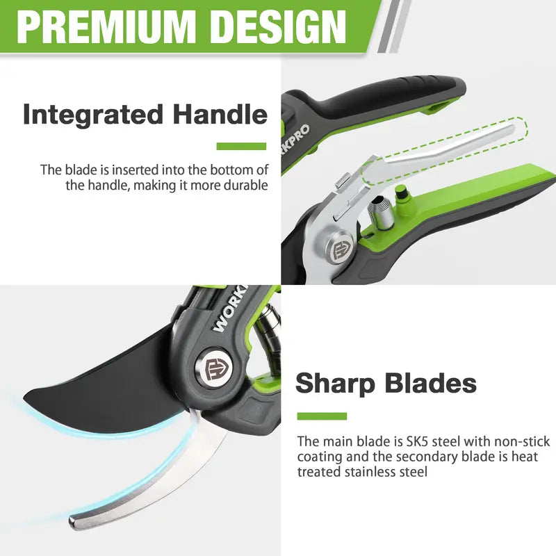WORKPRO 8-Inch Bypass Pruning Shears & 6.25-Inch Straight Garden Scissors â€?2-Piece Set