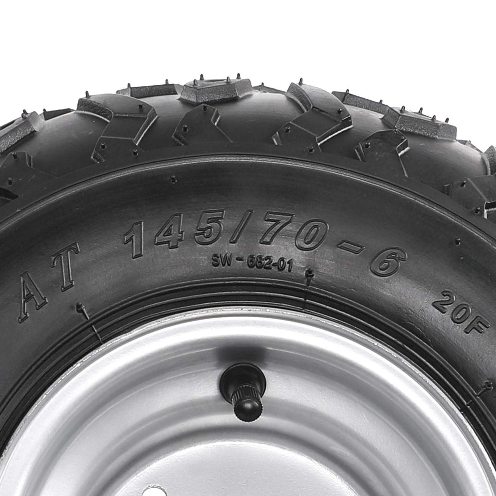 Set of 2 ATV Go Kart Tires 145/70 - 6 Tire with 6" Wheel Rims 3 Lug for Quad Mini Bike Go Cart Drift Trike 4 Wheelers Taotao Coolster 70cc 110cc 125cc Suzuki LT50 (2pcs)