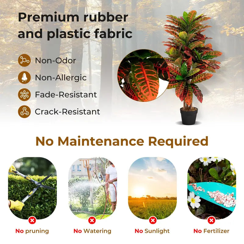 Tropical Artificial Croton Palm Tree â€?UV-Resistant Outdoor or Indoor Use