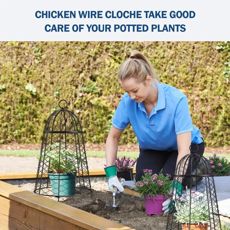 Yolid 6-Pack Garden Cloches with Chicken Wire Frame for Plant Protection