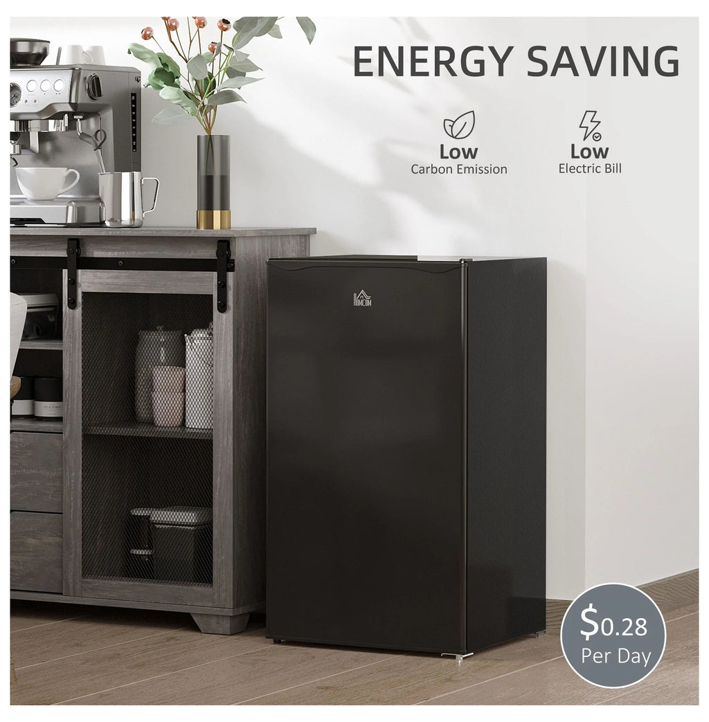 Mini Fridge with Freezer, 3.2 Cu.ft Compact Refrigerator for Bedroom, Dorm, Apartment - Adjustable Thermostat, Reversible Door, Black