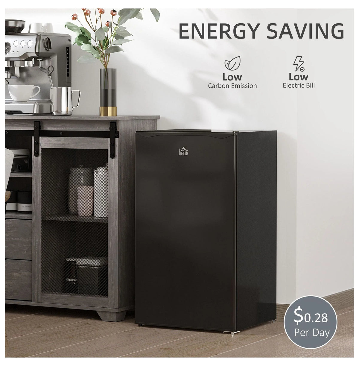 Mini Fridge with Freezer, 3.2 Cu.ft Compact Refrigerator for Bedroom, Dorm, Apartment - Adjustable Thermostat, Reversible Door, Black