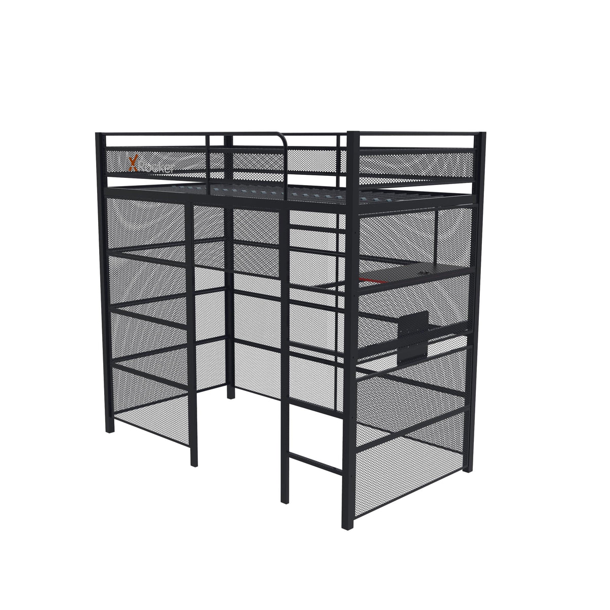 X Rocker Gaming Den Bunk Bed with VESA TV Mount, Twin, Black, Teen, Children