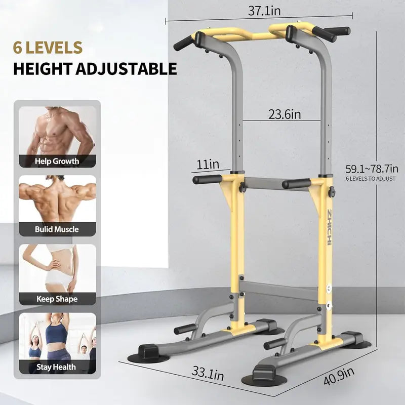 ZHICHI Pull-Up and Dip Station â€?Freestanding Multi-Grip Fitness Tower for Home Workouts
