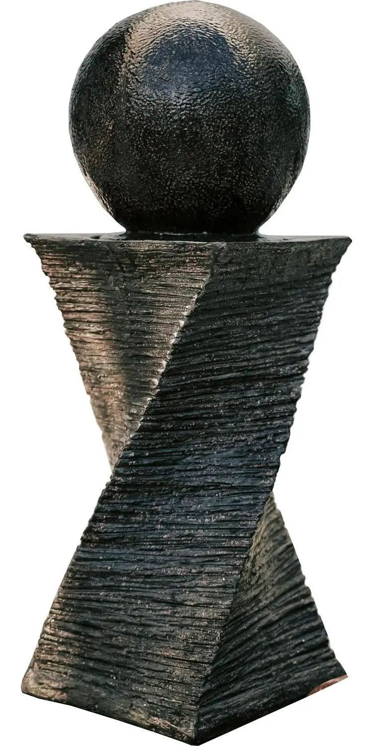 XBrand Zen Ball Indoor/Outdoor Water Fountain â€?30-Inch Black Swirl Sphere Sculpture