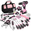 WORKPRO 157-Piece Household Tool Kit with 20V Cordless Drill Driver â€?Pink Ribbon Edition