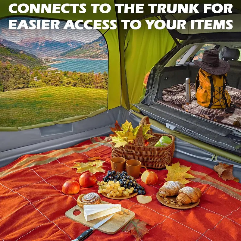 Waterproof SUV Car Tent â€?PU3000mm Double-Layer Design, Tailgate-Compatible, Includes Storage Bag & Rainfly