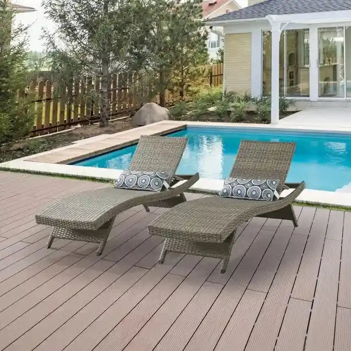 Weatherproof Wicker Chaise Lounge Set â€?Two-Piece Outdoor Lounging Collection