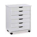 McLeod White Wash 6 Drawer Wide Rolling Storage Organizational Cart