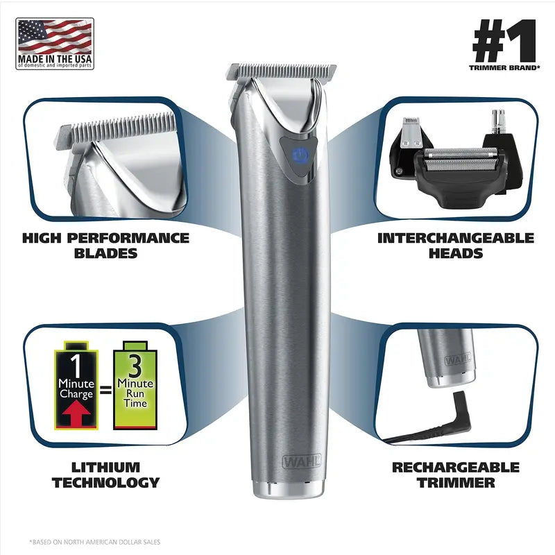 Wahl Lithium-Ion Beard Trimmer 2.0+ â€?Stainless Steel Precision Grooming Tool for Men