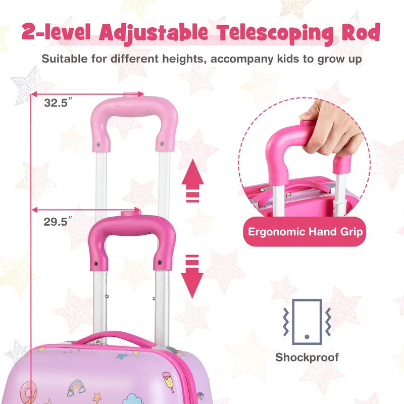 Two-Piece Kids Luggage Set: 12â€?+ 16â€?Lightweight Spinner Suitcases