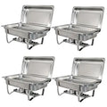 Zeny 4 Pack Premier Chafers Stainless Steel Chafing Dish 8 Qt. Full Size Buffet Trays Silver