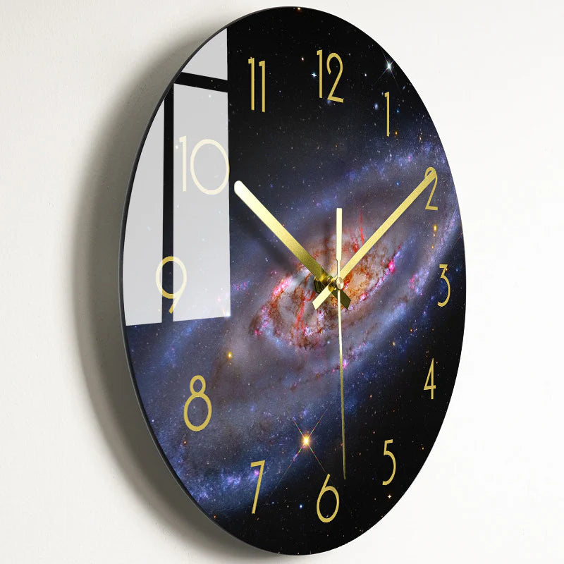 Modern Silent Quartz Wall Clock – Glass Style Living Room Decor (Battery Powered)