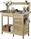 Yaheetech Garden Potting Bench â€?Outdoor Work Table with Metal Frame, Cabinet & Pull-Out Drawer