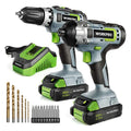 WORKPRO 20V 2-in-1 Combo Kit: Cordless Drill Driver + Impact Driver with Dual 2.0Ah Batteries & Fast Charger