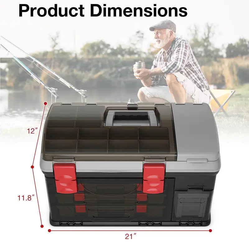Spacious Tackle Storage Box â€?Large Portable Fishing Organizer with Compartmentalized Layout