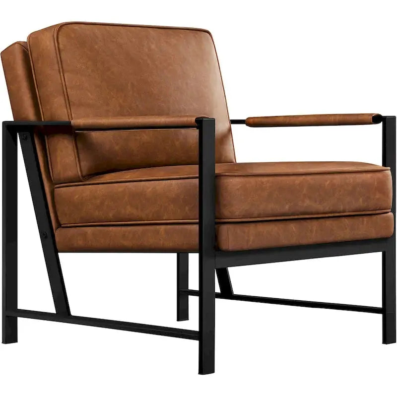 Yaheetech Retro Faux Leather Accent Lounge Chair â€?Vintage-Inspired Upholstered Seating