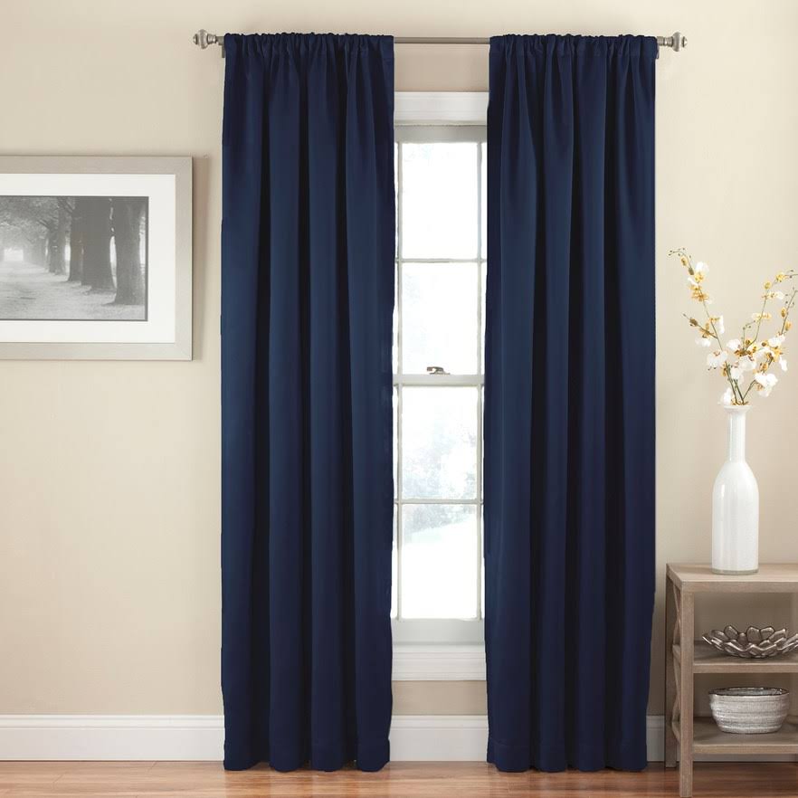 54"x54" Solid Thermapanel Room Darkening Curtain Panel Navy - Eclipse