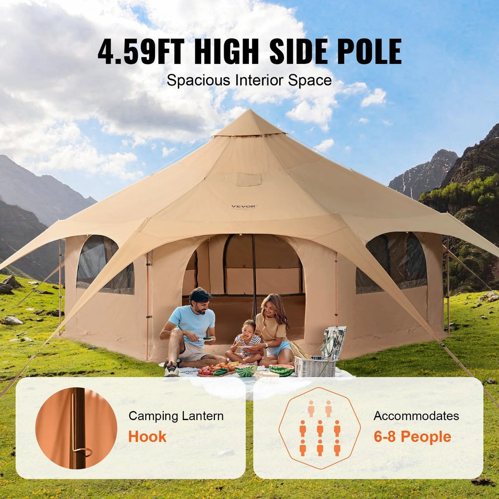 Heavy - Duty 16.4ft Canvas Bell Tent - 4 Season Camping Tent with Stove Jack, Spacious for 8, Outdoor Party & Hunting