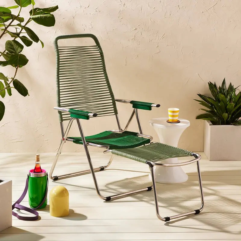 Spaghetti Outdoor Lounge Chair â€?Sage Green Woven Frame