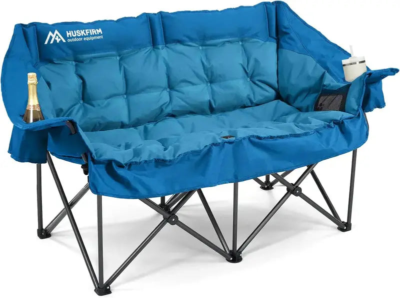 Upholstered Heavy-Duty Camping Loveseat â€?Extra-Large Foldable Outdoor Sofa for Two Adults