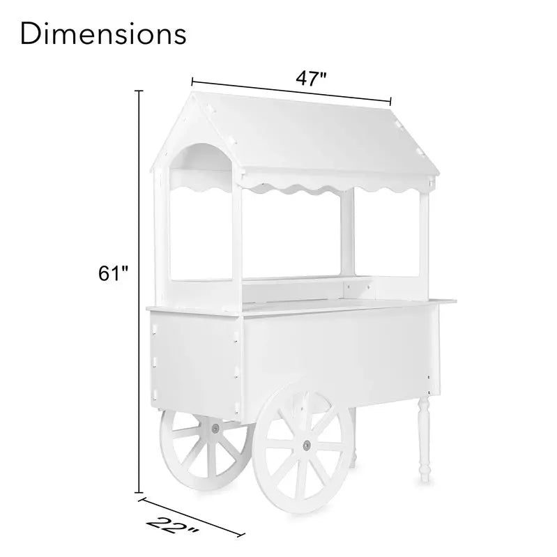 Wooden Rolling Candy Cart for Birthday & Wedding Parties â€?Decorative Dessert Display Stand with Wheels