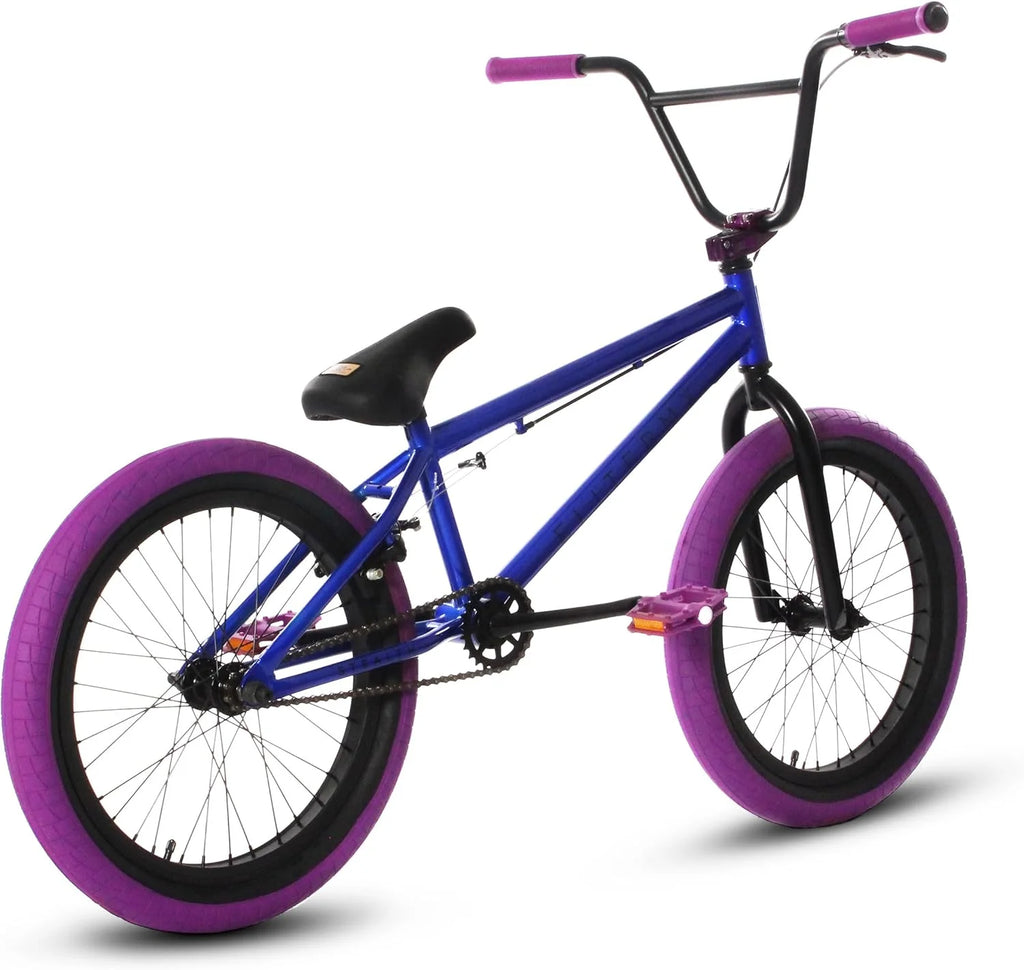 Elite BMX Bicycle 20 Freestyle Bike - Stealth Blue Purple Ideal for Ages 7 to 18 Years
