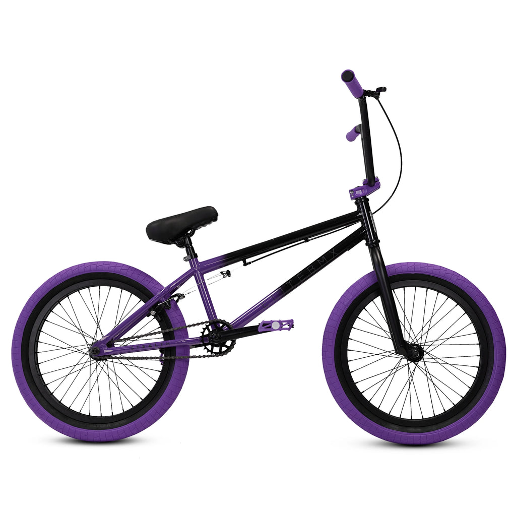 Elite BMX Bicycle 20 Freestyle Bike - Stealth Blue Purple Ideal for Ages 7 to 18 Years