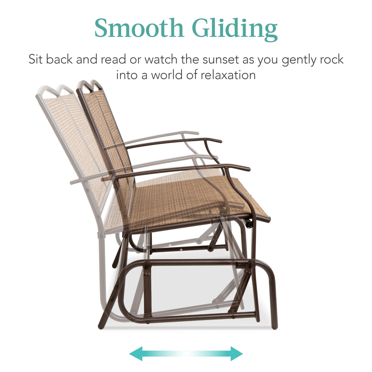 Best Choice Products 2 - Person Outdoor Swing Glider, Steel Patio Loveseat, Bench Rocker W/ Armrests - Gray