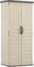 Suncast 22 Cu. Ft. Lockable Vertical Storage Shed BMS1250, Durable Vanilla Resin
