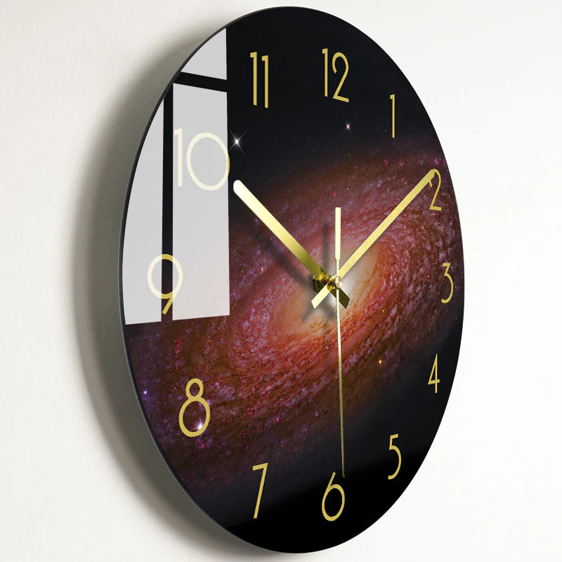 Modern Silent Quartz Wall Clock – Glass Style Living Room Decor (Battery Powered)