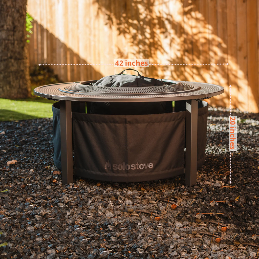 Solo Stove Fire Pit Surround Tabletop, Small | Elevation for Ranger and Bonfire Wood Burning Outdoor Fire Pit, Powder - Coated Steel/ UV - Resistant Outdoor Fabric, Dimensions (Hxdia): 20 x 42 in, Black