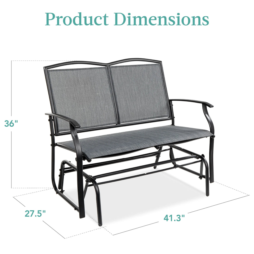 Best Choice Products 2 - Person Outdoor Swing Glider, Steel Patio Loveseat, Bench Rocker W/ Armrests - Gray