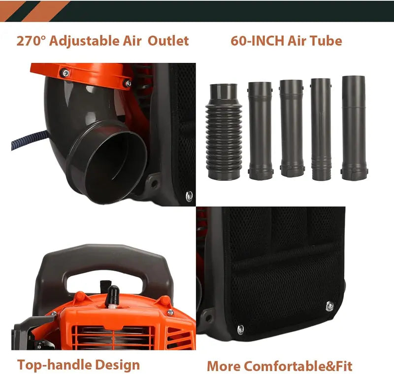 ZTGD Gas-Powered Backpack Leaf Blower â€?Air-Cooled, High-Performance Grass and Debris Remover