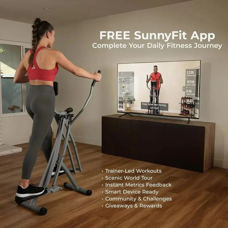 Sunny Health & Fitness Smart Air Walker â€?Low-Impact Elliptical with 30-Inch Stride & Glider Motion