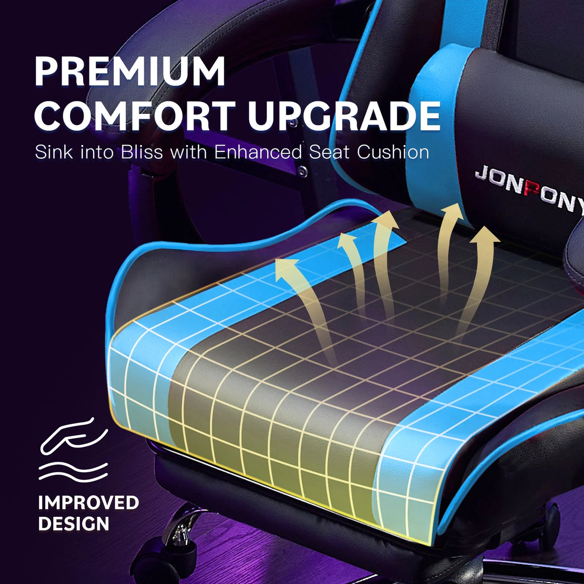 JONPONY Big and Tall Gaming Chair, Ergonomic Design, Gamer Chair PU Leather with Footrest and Lumbar Support, High Back Office Chair Support 8 Hours Long Sitting, Computer Chair, Black Grey