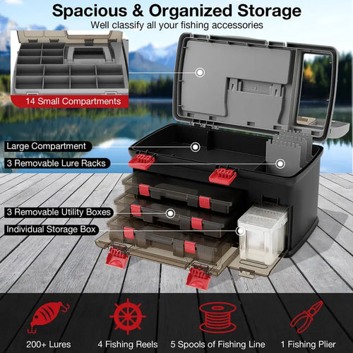 Spacious Tackle Storage Box â€?Large Portable Fishing Organizer with Compartmentalized Layout