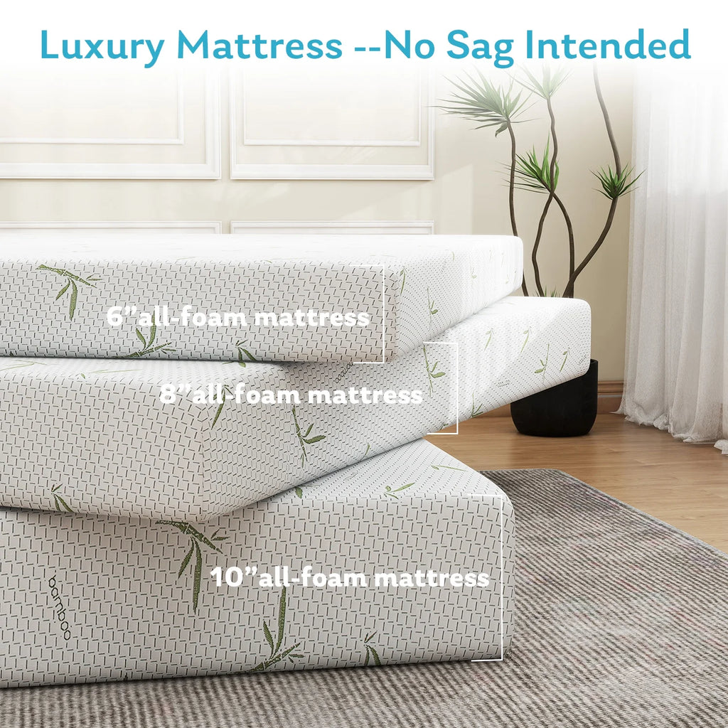 6'' Twin Size Memory Foam Mattress with Cover Breathable Bed Mattress in a Box, Certipur - US, Made in USA